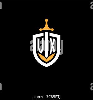 Creative letter VX logo gaming esport with shield vector graphic Stock Vector