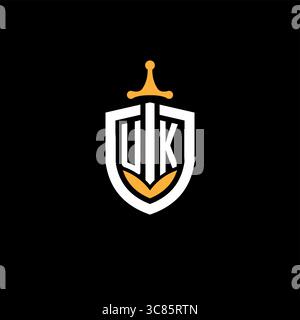 Creative letter UK logo gaming esport with shield vector graphic Stock Vector