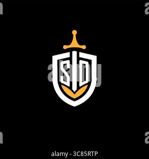 Creative letter SO logo gaming esport with shield vector graphic Stock Vector