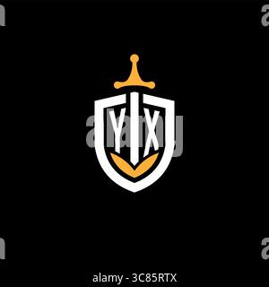 Creative letter YX logo gaming esport with shield vector graphic Stock Vector