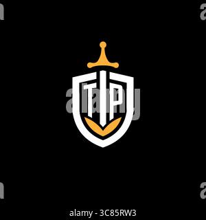 Creative letter TP logo gaming esport with shield vector graphic Stock Vector
