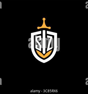 Creative letter SZ logo gaming esport with shield vector graphic Stock Vector
