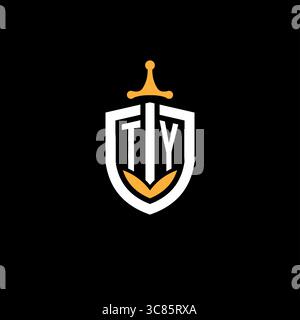 Creative letter TY logo gaming esport with shield vector graphic Stock Vector