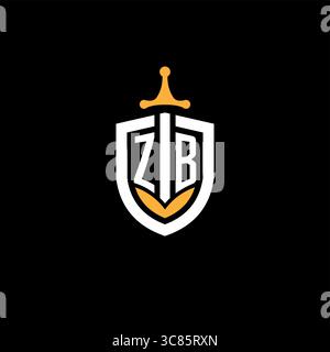 Creative letter ZB logo gaming esport with shield vector graphic Stock Vector