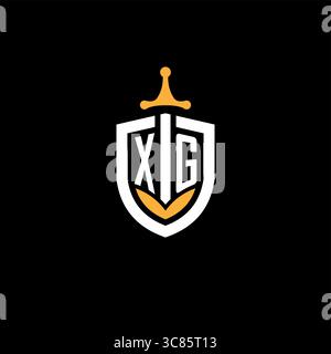 Creative letter XG logo gaming esport with shield vector graphic Stock Vector