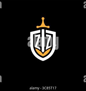 Creative letter ZZ logo gaming esport with shield vector graphic Stock Vector