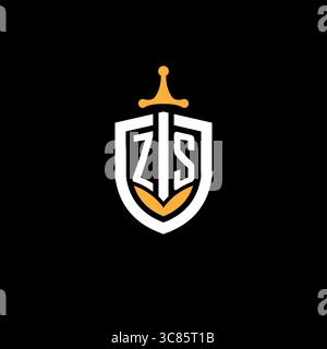 Creative letter ZS logo gaming esport with shield vector graphic Stock Vector