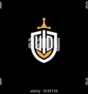 Creative letter UD logo gaming esport with shield vector graphic Stock Vector