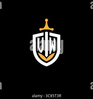 Creative letter VW logo gaming esport with shield vector graphic Stock Vector