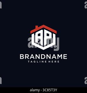 Initial letter AP logo with home roof hexagon shape design ideas vector graphic vector graphic Stock Vector