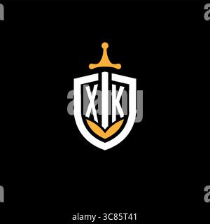 Creative letter XK logo gaming esport with shield vector graphic Stock Vector