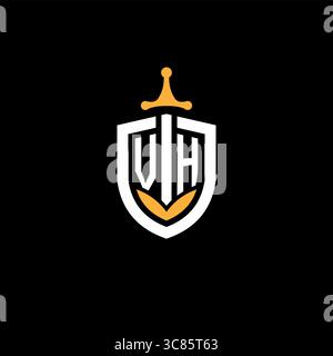 Creative letter VH logo gaming esport with shield vector graphic Stock Vector