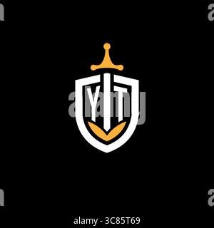 Creative letter YT logo gaming esport with shield vector graphic Stock Vector