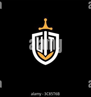 Creative letter UT logo gaming esport with shield vector graphic Stock Vector