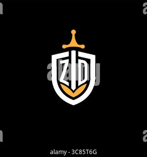 Creative letter ZD logo gaming esport with shield vector graphic Stock Vector
