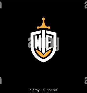 Creative letter WE logo gaming esport with shield vector graphic Stock Vector