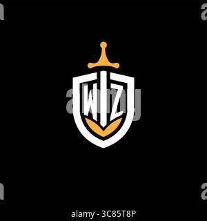 Creative letter WZ logo gaming esport with shield vector graphic Stock Vector