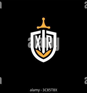 Creative letter XR logo gaming esport with shield vector graphic Stock Vector