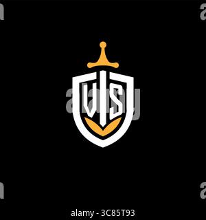 Creative letter VS logo gaming esport with shield vector graphic Stock Vector
