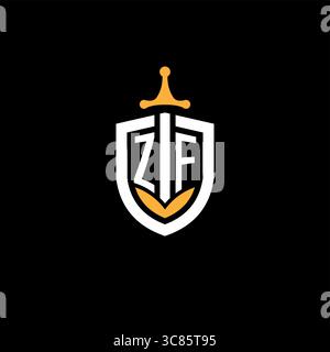 Creative letter ZF logo gaming esport with shield vector graphic Stock Vector