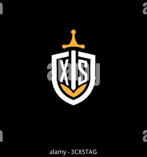 Creative letter XS logo gaming esport with shield vector graphic Stock Vector