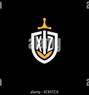 Creative letter XZ logo gaming esport with shield vector graphic Stock Vector