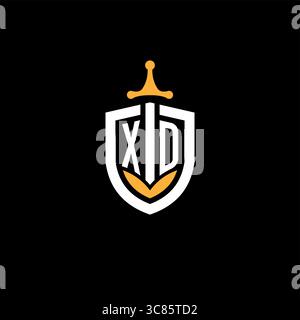 Creative letter XD logo gaming esport with shield vector graphic Stock Vector