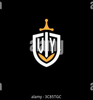 Creative letter VY logo gaming esport with shield vector graphic Stock Vector