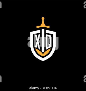 Creative letter XQ logo gaming esport with shield vector graphic Stock Vector