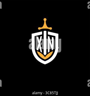 Creative letter XN logo gaming esport with shield vector graphic Stock Vector