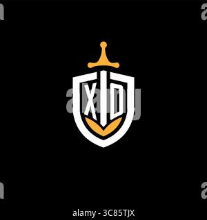 Creative letter XO logo gaming esport with shield vector graphic Stock Vector