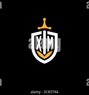 Creative letter XM logo gaming esport with shield vector graphic Stock Vector