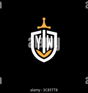 Creative letter YW logo gaming esport with shield vector graphic Stock Vector