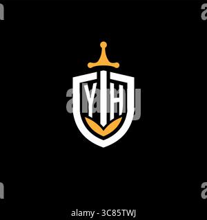 Creative letter YH logo gaming esport with shield vector graphic Stock Vector