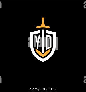 Creative letter YO logo gaming esport with shield vector graphic Stock Vector