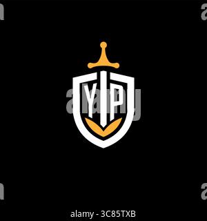 Creative letter YP logo gaming esport with shield vector graphic Stock Vector