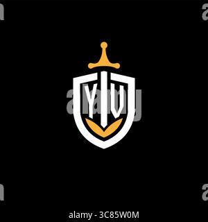 Creative letter YV logo gaming esport with shield vector graphic Stock Vector