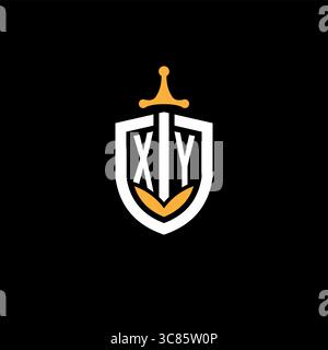 Creative letter XY logo gaming esport with shield vector graphic Stock Vector
