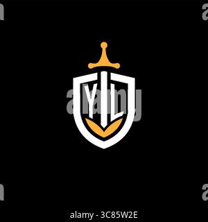 Creative letter YL logo gaming esport with shield vector graphic Stock Vector