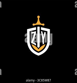 Creative letter ZY logo gaming esport with shield vector graphic Stock Vector