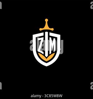 Creative letter ZM logo gaming esport with shield vector graphic Stock Vector