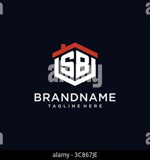 Initial letter SB logo with home roof hexagon shape design ideas vector graphic vector graphic Stock Vector