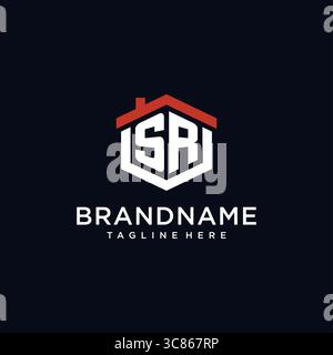 Initial letter SR logo with home roof hexagon shape design ideas vector graphic vector graphic Stock Vector