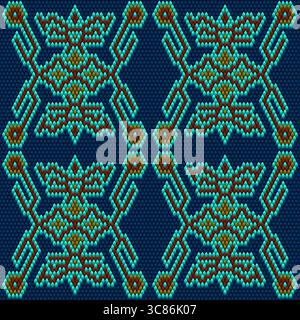 Ornament, mosaic, ethnic, folk pattern. It is made in bright, juicy, perfectly matching colors. Stock Vector