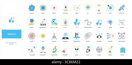 Flat space elements with astronaut and planets Stock Vector Image & Art ...