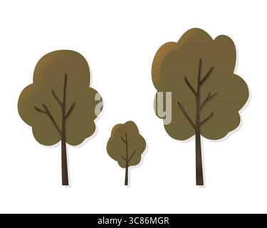 Morning trees set vector illustration Stock Vector