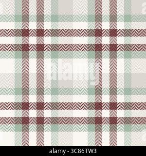 Elegant herringbone plaid pattern in soft muted tones of burgundy, sage green, and cream. Ideal for textile design, fashion, home decor, or website ba Stock Vector