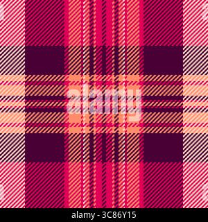 Vibrant pink and coral plaid pattern.  Perfect for textile design, fashion, backgrounds, and website design. This bold, geometric textile print evokes Stock Vector