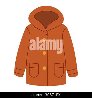 Warm jacket with hood. Hand-drawn. Flat vector illustration. Stock Vector