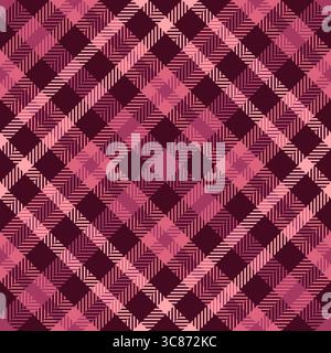 Pink plaid pattern, seamless vector background. Fashionable textile print. Great for backgrounds, apparel, crafts, and design projects. Stock Vector